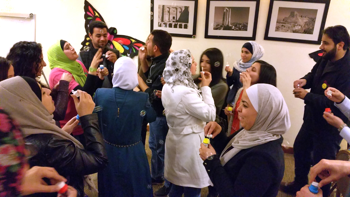 We can engage learners by having them celebrate the end of a training by blowing bubbles, because learning is fun.
