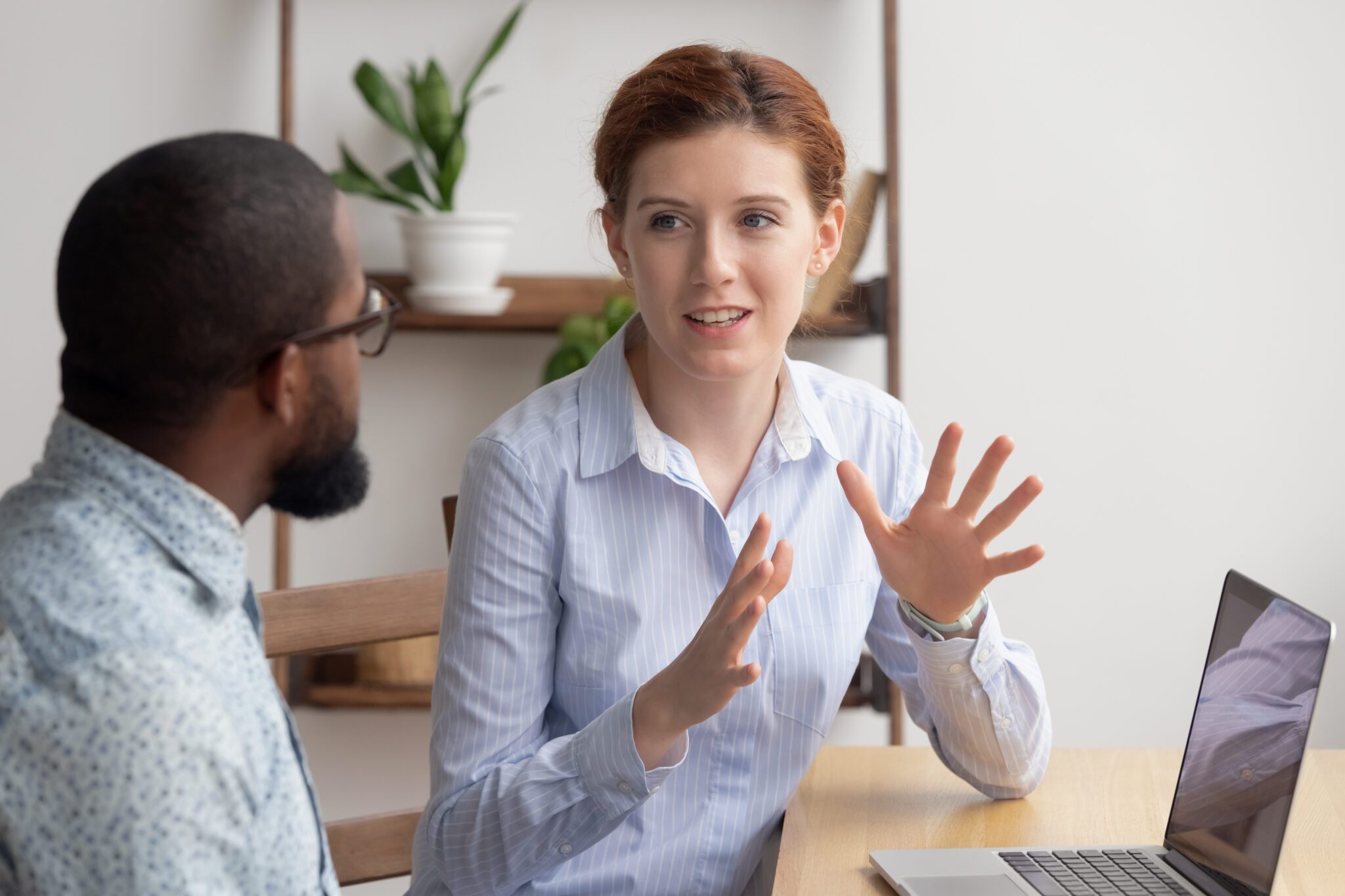 These two employees have just taken a learning styles assessment and are discussing their findings.